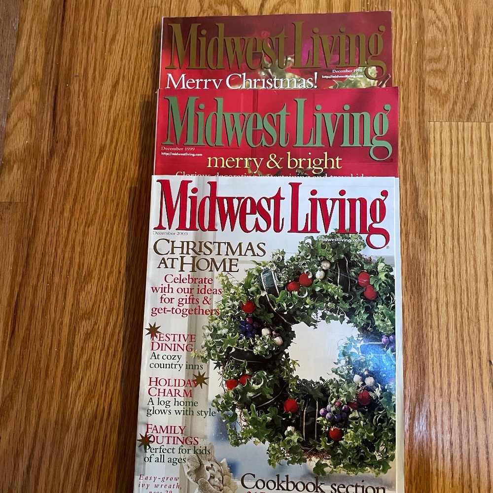 Midwest Living holiday/December magazines 1998,1999,2000